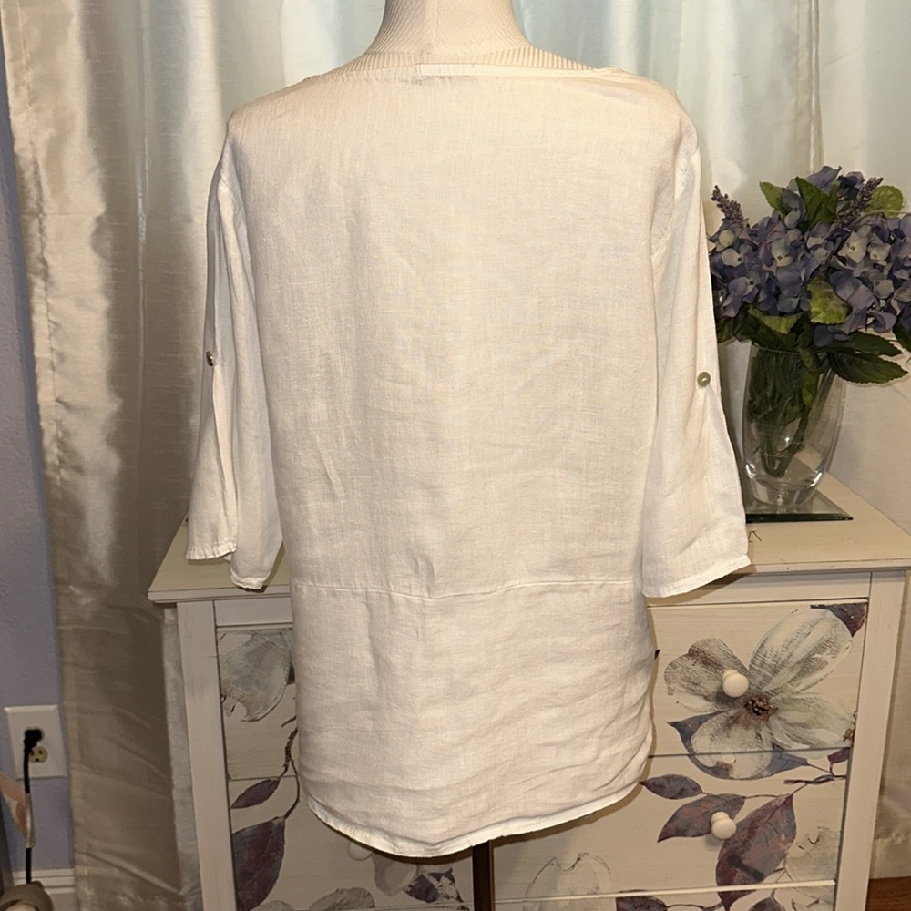Italian Linen Embroidered Top - Picture 6 of 7